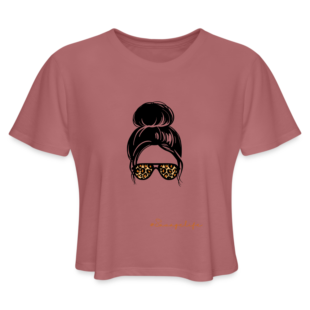 Women's Cropped T-Shirt - mauve